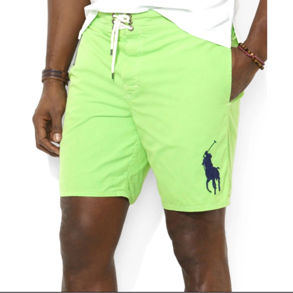 Ralph Lauren Polo Big Pony Swimsuit - Lime Green (Navy Pony) size M